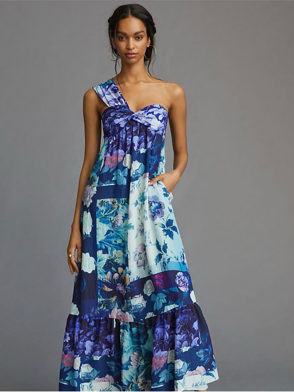 Anthropologie Maeve One Shoulder Floral Maxi Dress- XS